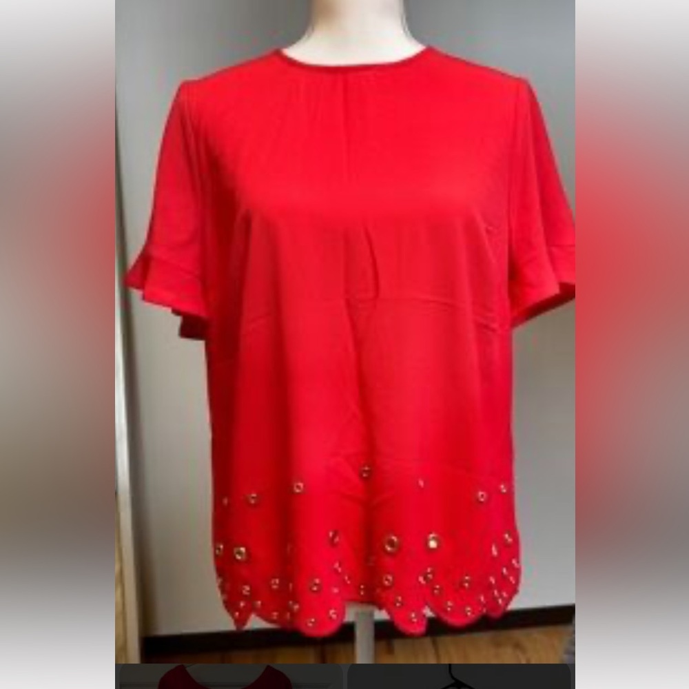 MICHAEL Michael Kors Red Embellished Boxy Blouse